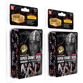 Beauty Town Durag - Holographic Long Tail 360/540/720 Wave Snake Skin Pattern Premium Soft Fabric Coconut Oil Treated Stretchable Headwraps Headtie Headwear for Men and Women (Black - Pack of 2)