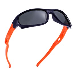 Pro Acme Kids Sunglasses for Boys Girls, Polarized Sports Child Youth Baseball Sunglasses with Strap for Kids Ages 3-12 (Blue/Orange, Black)