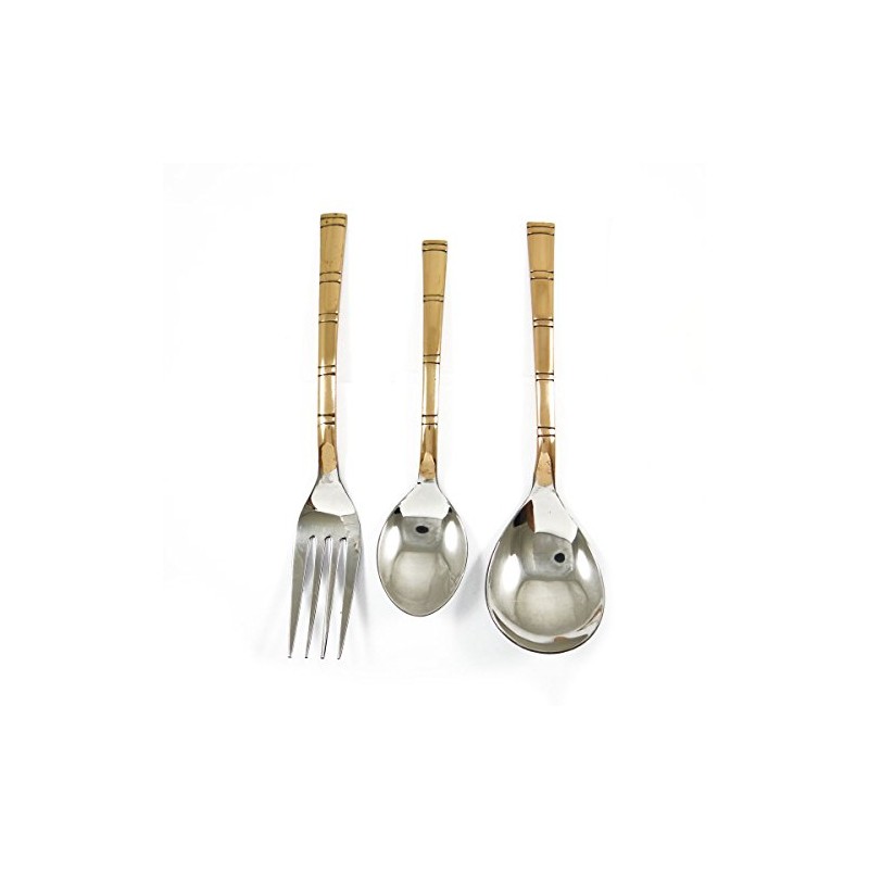 IBA Indianbeautifulart Copper Steel Cutlery Set of 3 Pcs Serving