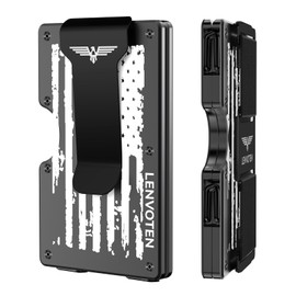 Wallet for Men, Money Clip Wallet with Cash Strap, Slim Card Wallet, RFID Blocking Card Holder, Holds up to 20 cards