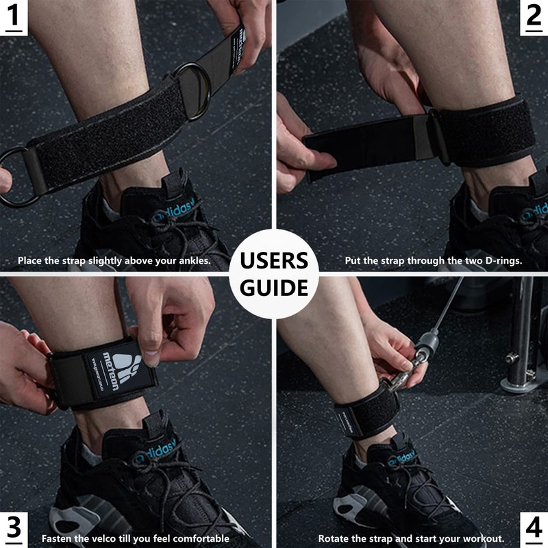 Meteor Ankle Strap Wrist Cuff for Cable Machine: Adjustable Gym