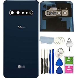 BSDTECH V60 ThinQ Back Glass Cover Replacement Housing Door with Tape Parts for LG V60 ThinQ V600 5G All Model with Tools (Classy Blue)
