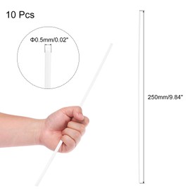 QUARKZMAN Pack of 10 ABS Plastic Round Rods 0.5 x 250 mm ABS Rods Plastic Round Rod Plastic Rods Round for Structural Architectural Model Making DIY Toy Building, White