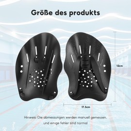 Hand Paddle for Swimming, 1 Pair of Swimming Paddles, Swimming Training Hand Paddle with Adjustable Strap, Swimming Training Aid for Adults Children, One Size