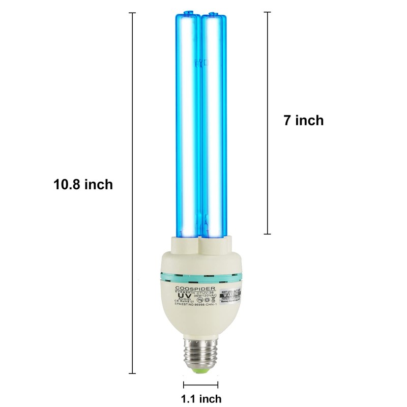 36 Watts Ozone UVC Light Bulb, 185nm wavelength UV Lamp