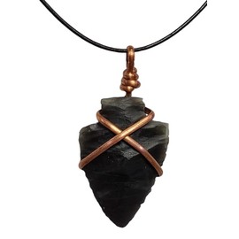 Handcrafted Copper wire wrapped Flint-style Native American Arrowhead Necklace made from Plant-Based Resin Adjustable
