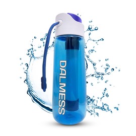 DALMESS Water Filter Bottle, 750 ml, BPA-Free, Filters 99.99% of Bacteria, Blue