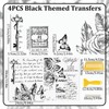 WANDIC 4 Sheets Black Letter Theme Rub On Transfer Stickers