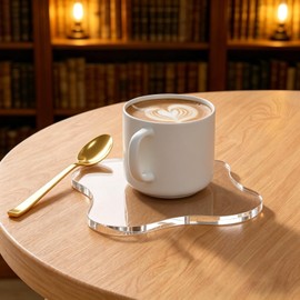 Acrylic Desk Coaster Decorative Plates,Clear Cloud Shape Coffee Cup Coasters for Drinks,for Home, Kitchen, Office Decor & Bar Accessories(Clear)