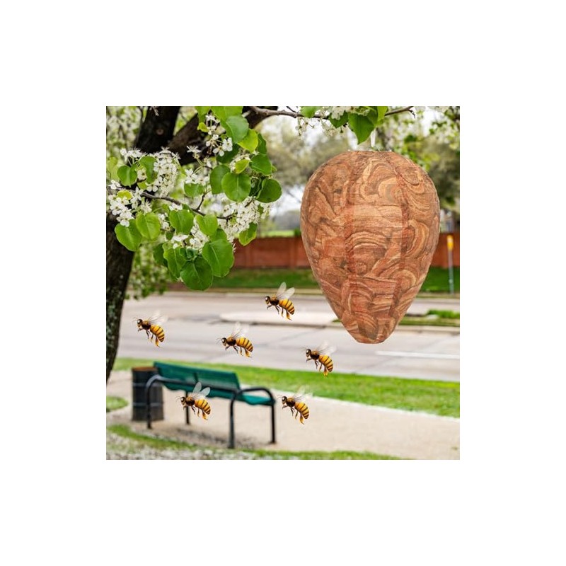 DECYOOL 6 Pack Paper Wasp Nest Decoy Hanging Wasp Nest