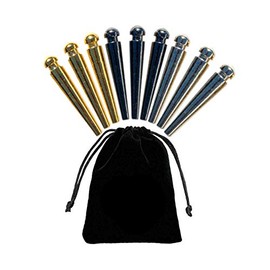 WE Games Premium Easy Grip Cribbage Pegs with a Tapered Design & Velvet Pouch - Set of 9 (3 Gold, 3 Silver, 3 Black)