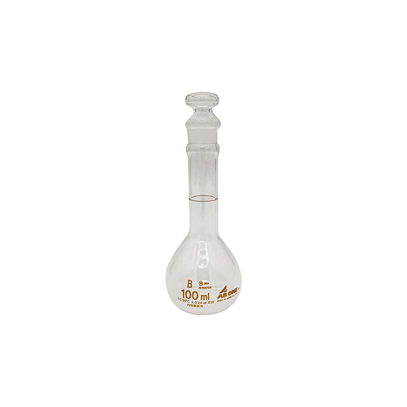 As One ASONE /1-8566-02 Short Volumetric Flask, White, 3.4 fl
