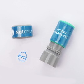 Geokin: Round Diving Stamps, Dolphin, Large Fish, Rubber, Blue Ink