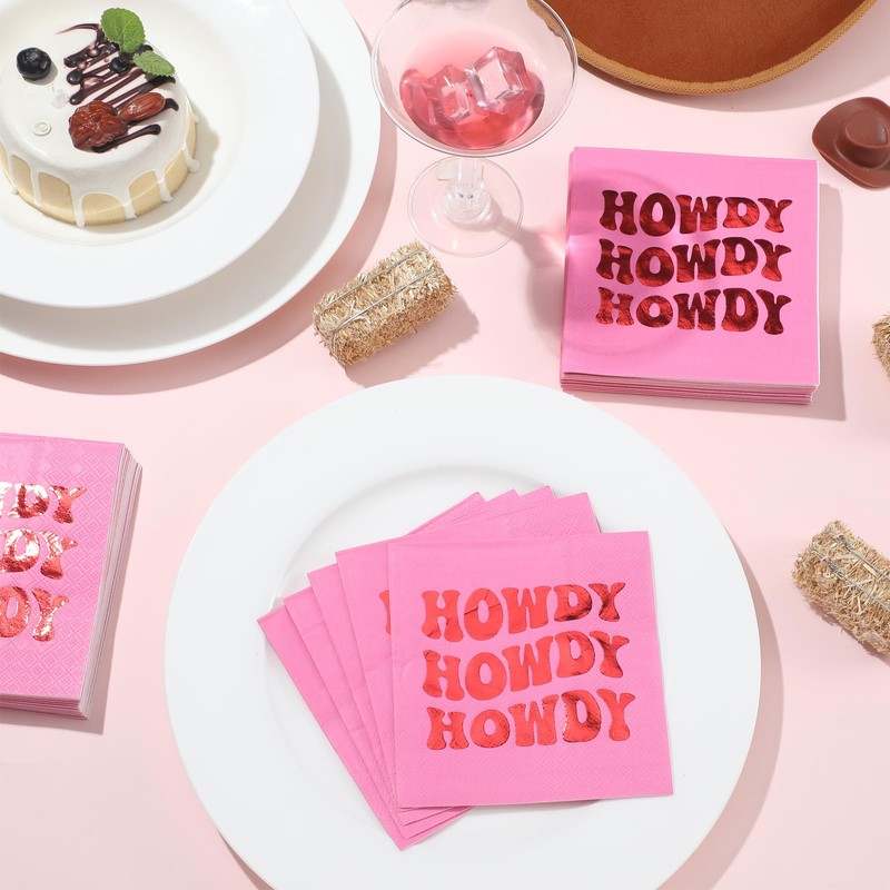 Affrolling 100 Pack Howdy Cocktail Napkins Western Paper Napkin 5x5