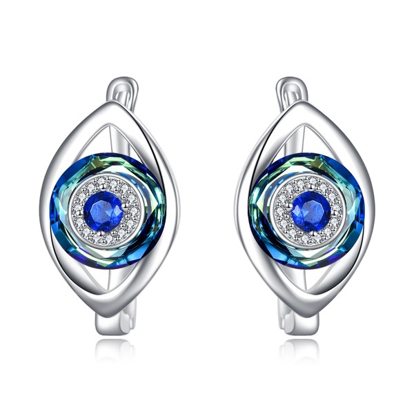 POPLYKE Übel Auge Ohrringe Sterling Silber Blaue Auge Ring Ohrringe