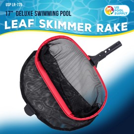 U.S. Pool Supply Professional Deluxe Swimming Pool Leaf Skimmer Rake with Deep Net Bag, Heavy Duty - Strong Reinforced Aluminum Frame, Faster Cleaning & Easier Debris Pickup & Removal, EZ Clip Handle