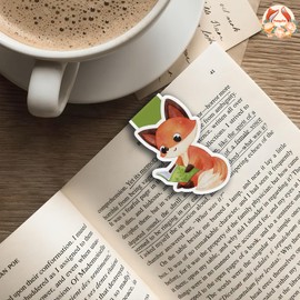 (2Pcs) Fox Reading Book Magnetic Bookmark Book Page Markers Gift for Reading Lover Nerd Book Addict Bookish Reader Student Teacher Office Stationery - Size 3"x2" When Folded