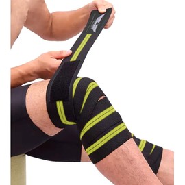 par de vendas elasticas de compresion deportivas para rodillas, medida 2 metros de largo 7.5 cms de ancho, levantamiento de pesas, entrenamiento en gimnasio, crossfit y sentadillas con peso, soporte con proteccion para las rodillas, evita lesiones de rod