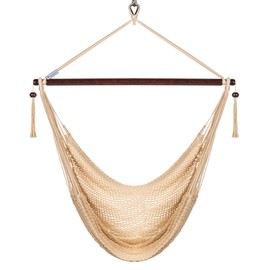 Caribbean Hammock Chair with Footrest - 40 inch - Soft-Spun Polyester - (Cream)