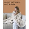 YnM Chunky Throw Blanket, Hand Knitted with Chenille Yarn, Skin