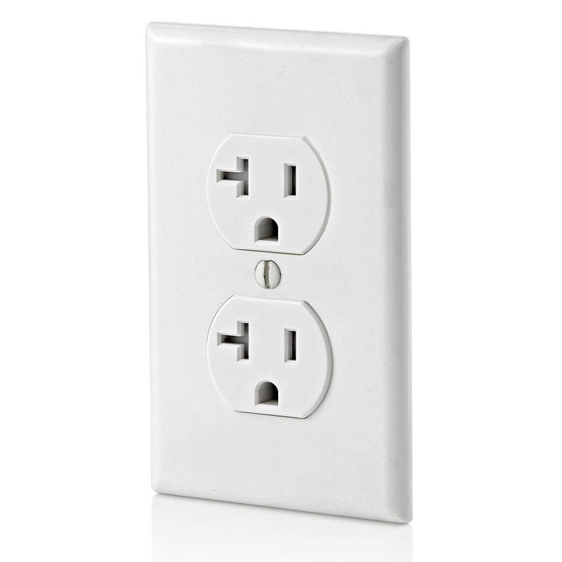 Leviton T5820-W, 20 Amp Tamper-Resistant Duplex Outlet, White