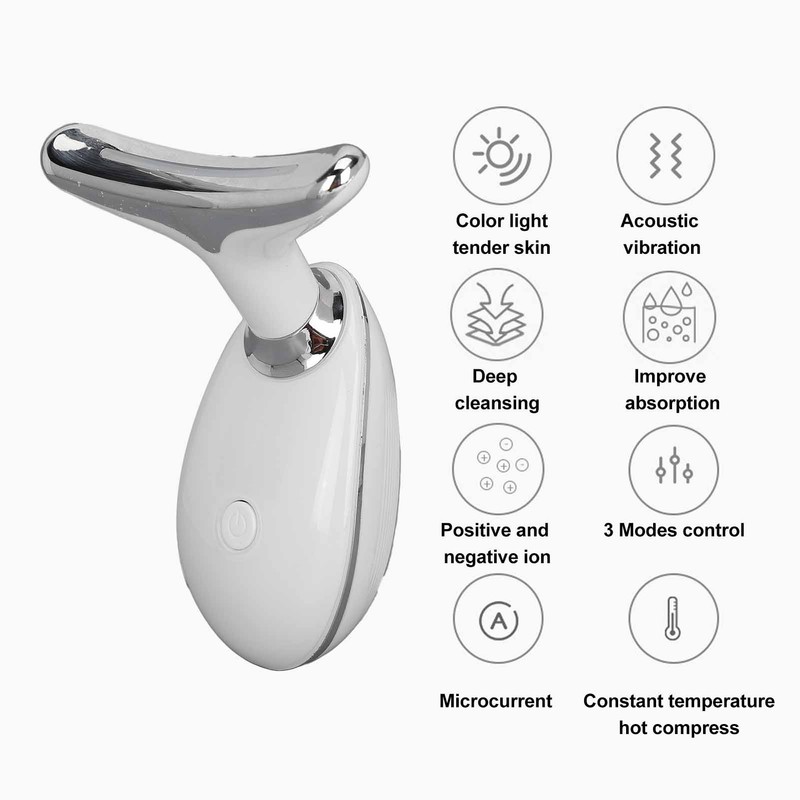Neck Skin Tightening Lifting Massager Colorful Lights Wrinkle Removal Vibration