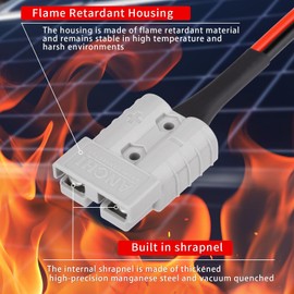 ELFCULB Anderson Connector Cable,10AWG 2FT 50Amp Anderson Battery Quick Connect Cable for Forklift Recovery Winch Boat Towing