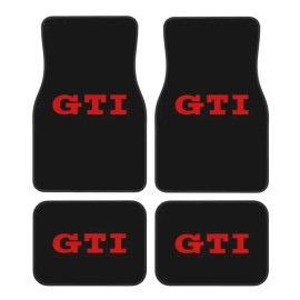 Car Floor Mats Set 4 Pcs Universal GTI Front and Rear Foot Mats with Non-Slip Rubber Backing Auto Accessories Fit for Most Carsize: universal, color: Black3