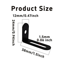 PDETVEO 10 PCS Adjustable L Brackets, Heavy Duty Corner Brace Iron 90 Degree Brackets, Slotted Metal Corner Braces for DIY Furniture/Shelves (Black, 38 x 24x 12mm/1.5" x 0.94" x 0.47")