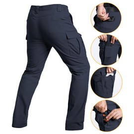 NAVEKULL Men's Tactical Pants Lightweight Stretch Flex Work Pants Cotton Relaxed Fit Cargo Pants Multi Pocket EDC Utility Construction Pants Military Combat Trousers Outdoor Hiking Pants Navy Blue