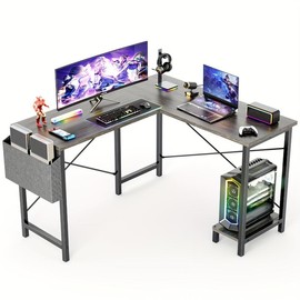 New L shaped Computer Desk Gaming Table Pc Laptop Workstation Computer graphics - Color: Gray