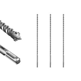 SALI SDS Plus Rotary Hammer Drill Bit 3 Pcs - 3/8" x 18" Concrete Drill Bit Kit - Cross-Type Double Thread Carbide Material - Suitable for Concrete, Brick, Stone, Hammer Drill Bits
