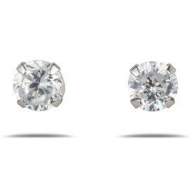LaTisoro 925 Solid Sterling Silver Cubic Zirconia Stud Earrings 5mm Clear CZ – Men and Women Jewelry