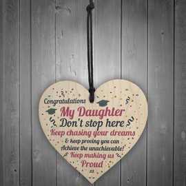RED OCEAN Graduation Gifts For Daughter Wooden Heart Plaque Gift For Her Congratulations Gifts Leaving Univerisity Degree