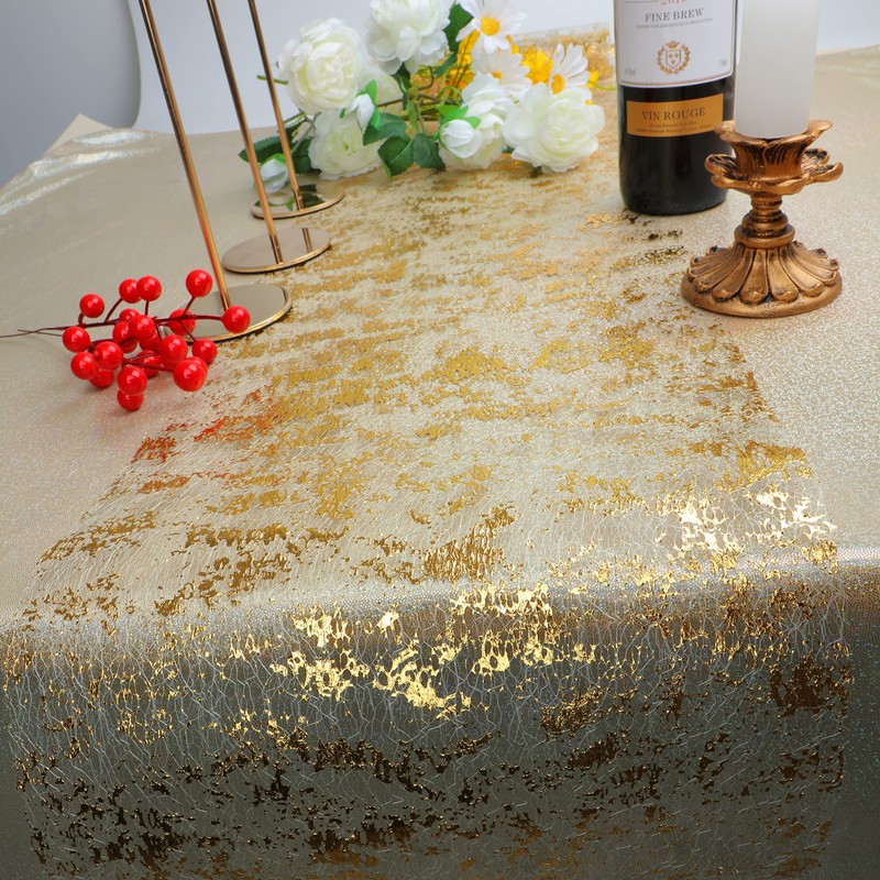 Snowkingdom 2PCS 108inchs Gold Table Runner, Sequin Glitter Foil Metallic
