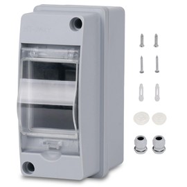 Fuse Box Surface-Mounted Distributor, Distribution Box Surface-Mounted IP65 1 Row for 2 Modules, with Accessories, Small Distributor for Gardens, Famiglia, Wet Rooms