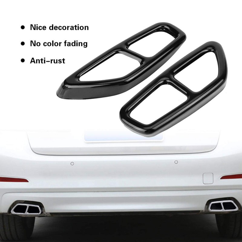 Tailpipe Cover, 2-Piece Car Stainless Steel Black Exhaust Tailpipe End