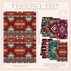 Redbaker 6 Pcs Southwestern Kitchen Towels Boho Aztec Theme Dishtowels Decorative Native American Hand Tea Towels for Absorbent Kitchen Decor with Hanging Loop for Room Home Housewarming Gift