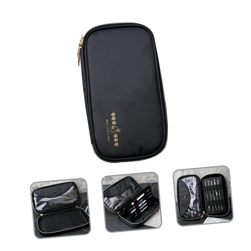 WOONEKY Nail Art Storage Pouch Manicure Tool Brush Holder for