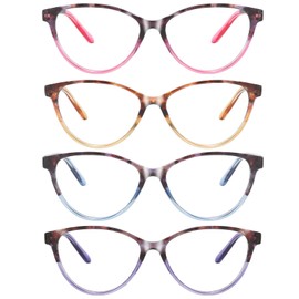 Przene 4 Pack Cat Eye Reading Glasses for Women Blue Light Blocking Readers 2.75