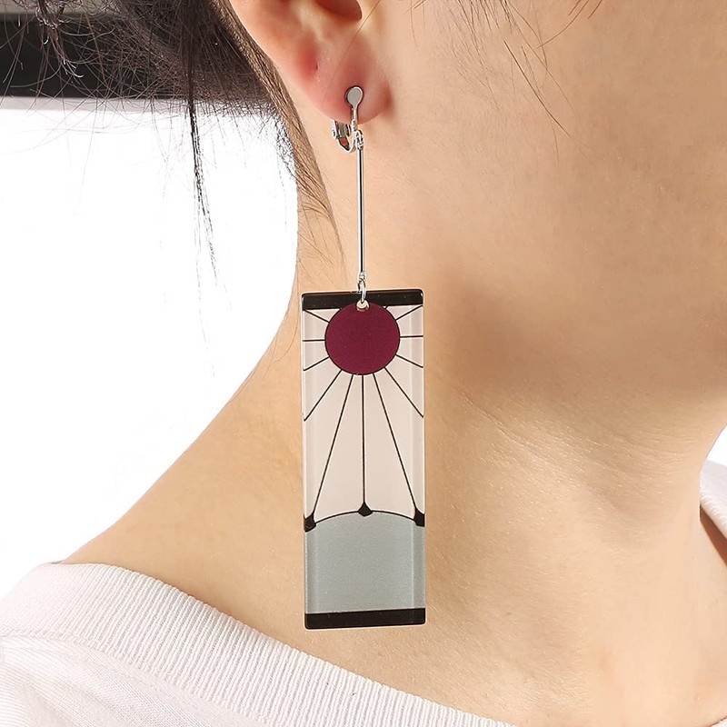 KitsKap Tanjiro Earrings Hanafuda Tanjiro Cosplay Earrings Anime Jewelry Accessories