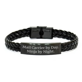 Mail Carrier by Day Ninja by Night Interlaced Leather Bracelet for Valentine's Unique Gifts from Men to Mail Carrier Friends