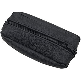 GENUINE LEATHER KEY BAG WITH 2 COMPARTMENTS IN BLACK MADE IN EU