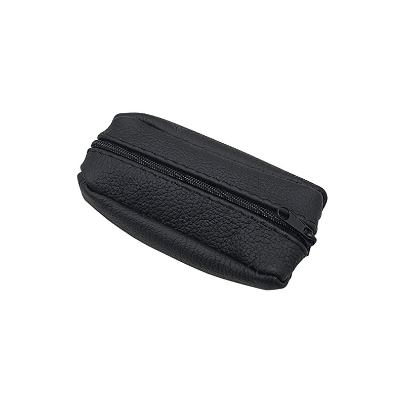 GENUINE LEATHER KEY BAG WITH 2 COMPARTMENTS IN BLACK MADE