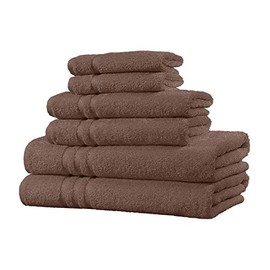 6-Piece Brown Color Cotton Bath Towels 14 in. L X 9 in. W X 6 in. H Size, 500 - 699 GSM, Soft to Touch, High Absorbent, Hemmed Stitch Fade-Resistant | All Season Pretty Coffee Shade Quick-Dry Durable