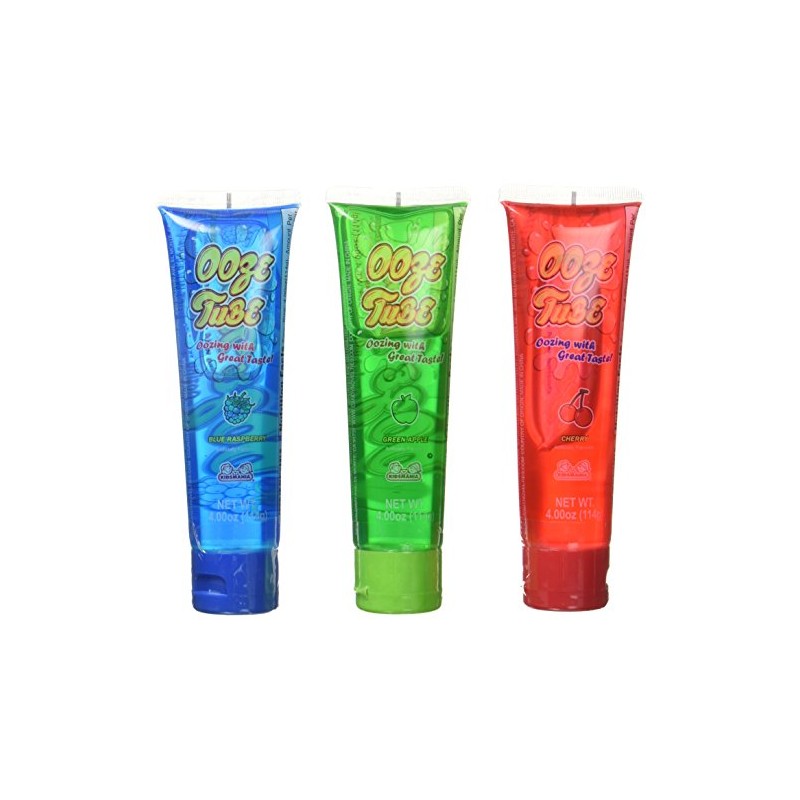 Kidsmania Ooze Tube Oozing Taste Blue Raspberry/Cherry/Green Apple, 4 Ounce