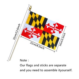 TSMD Maryland State Flags Small Mini Hand Held Stick Flags,5x8 Inch,12 Pack