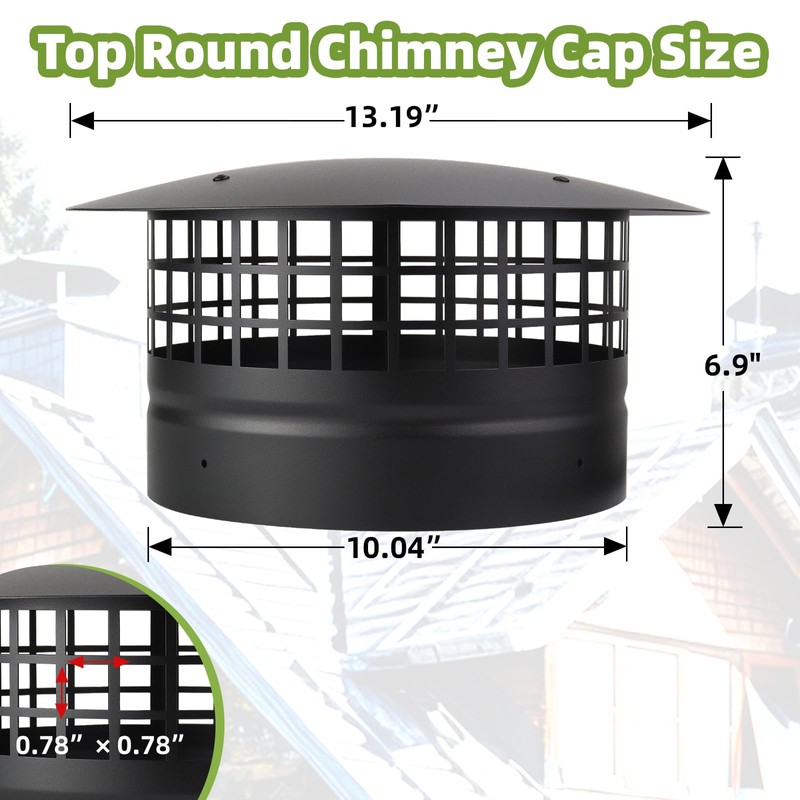 Cone Top Chimney Cap,10 Inch Round Roof Rain Chimney Cover