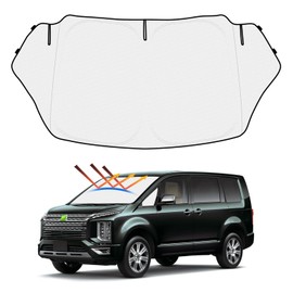 Mozan Mitsubishi Delica D5 D:5 Sun Shade for Windshield DELICA D5 D:5 February 2019 Current Car Sun Shade with Triangular Window, UV Protection, Sunshade, Light Blocking, Insulated, Foldable, Handle