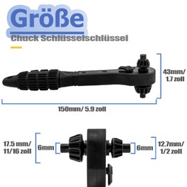 Mesee 2 in 1 Chuck Wrench, Wrench Ratchet, Drill Tension Wrench Set, Double Ratchet Wrench, Portable Chuck Ratchet Wrench for Power Tools- 12.7 mm/17.5 mm